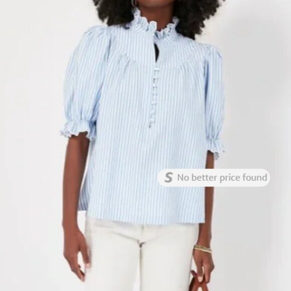 Pomander Place Shirt Blue White Striped Tuckernuck Preppy Dunmore  Selena blouse - Picture 2 of 5